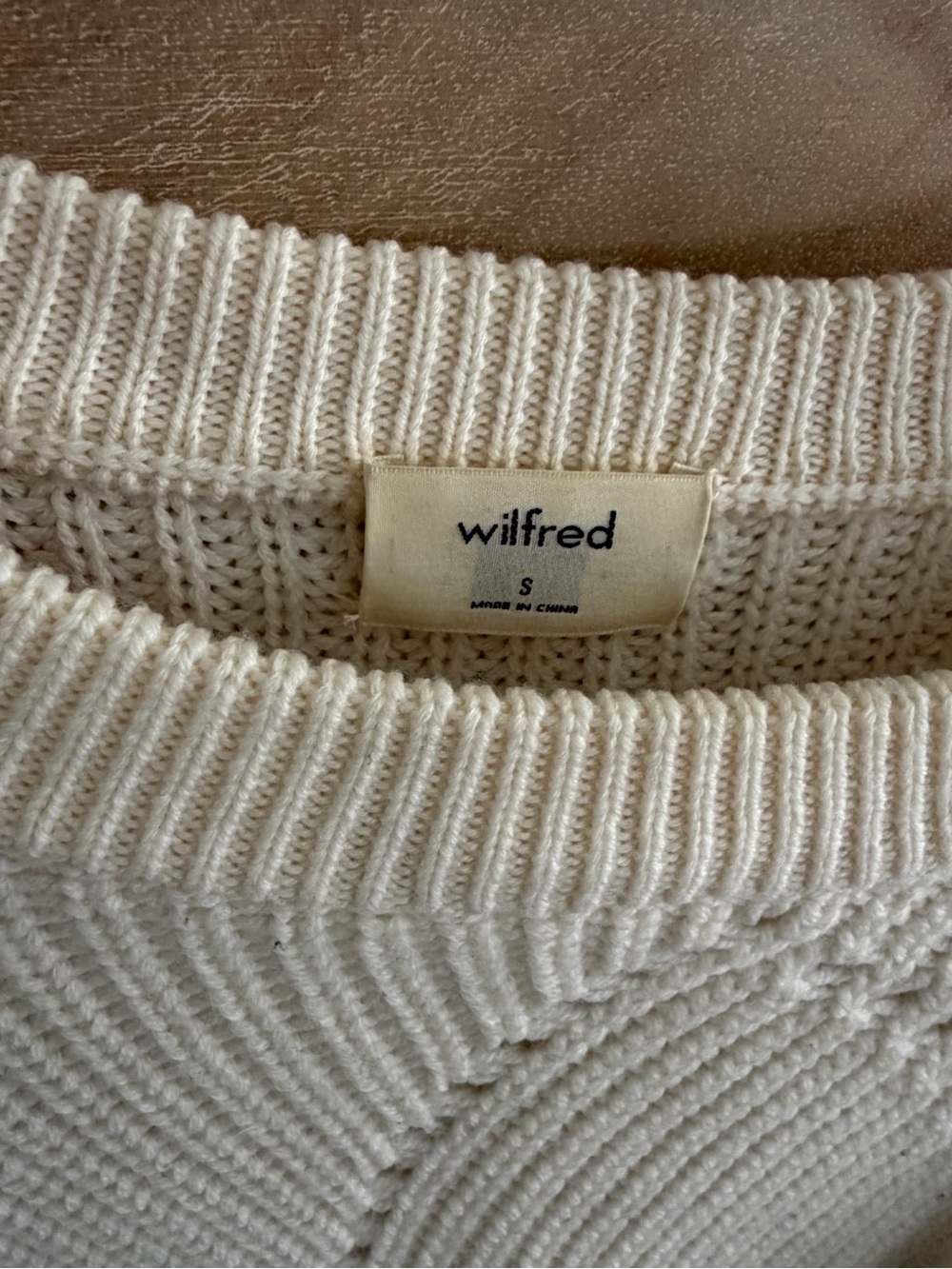 Wilfred Cream Textured Cable Crewneck Sweater - Picture 2 of 4